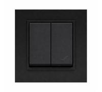 ILUMINASHOP ® Mecanismo pared Empotrable con Marco, 100-250V AC, Mecanismo Eléctrico 85x85mm, Fácil Instalación, Fácil de Limpiar (Interruptor Doble Conmutado, Negro PC)