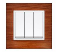 ILUMINASHOP ® Mecanismo pared Empotrable con Marco, 100-250V AC, Mecanismo Eléctrico 85x85mm, Fácil Instalación, Fácil de Limpiar (Interruptor Simple Triple, Blanco Avellana)