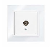 ILUMINASHOP ® Mecanismo pared Empotrable con Marco, 100-250V AC, Mecanismo Eléctrico 85x85mm, Fácil Instalación, Fácil de Limpiar (Módulo Toma Intermedia Tv, Blanco Cristal)