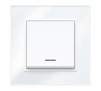 ILUMINASHOP ® Mecanismo pared Empotrable con Marco, 100-250V AC, Mecanismo Eléctrico 85x85mm, Fácil Instalación, Fácil de Limpiar (Interruptor Simple Pulsador Con Indicador Luminoso, Blanco Cristal)