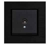 ILUMINASHOP ® Mecanismo pared Empotrable con Marco, 100-250V AC, Mecanismo Eléctrico 85x85mm, Fácil Instalación, Fácil de Limpiar (Módulo Toma Intermedia Tv, Negro Aluminio)