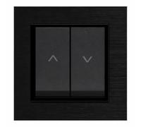 ILUMINASHOP ® Mecanismo pared Empotrable con Marco, 100-250V AC, Mecanismo Eléctrico 85x85mm, Fácil Instalación, Fácil de Limpiar (Pulsador Doble Para Persianas Automáticas, Negro Aluminio)