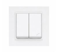 ILUMINASHOP ® Mecanismo pared Empotrable con Marco, 100-250V AC, Mecanismo Eléctrico 85x85mm, Fácil Instalación, Fácil de Limpiar (Interruptor Doble Conmutado, Blanco PC)