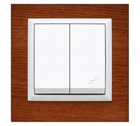 ILUMINASHOP ® Mecanismo pared Empotrable con Marco, 100-250V AC, Mecanismo Eléctrico 85x85mm, Fácil Instalación, Fácil de Limpiar (Interruptor Doble Conmutado, Blanco Avellana)