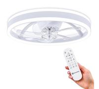 IluminaShop - Ventilador de Techo led Vero, con luz regulable CCT, Motor DC de Bajo Consumo, 6 Velocidades, Control Remoto, Temporizador, Función Reversible Verano/Invierno, Diseño Moderno Blanco