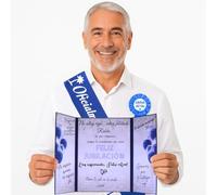 IM INFINITE MARKET Tarjeta Regalo Feliz Jubilacion Grande 46x30,5 cm + banda/sash + insignia para hombre