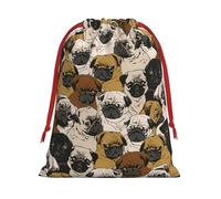 Imagen de Pug - Bolsa de regalo con cordón suave con cinta roja duradera para Navidad, Halloween, regalo para adultos
