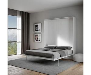 IMAGO FACTORY Kento - Mueble cama abatible de matrimonio y plegable de pared, colchón no incluido, la cama se envía desmontada, fabricada en Italia (blanco fresno)