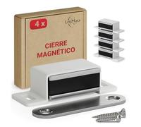 Imanes de Puertas Para Armario LouMaxx, Cerradura Magnética Puerta Fuerte - Fuerza de Sujeción 4kg - Juego de 4 Unidades en Blanco - Cerradura Imán - apto para Puertas, Muebles y Cajones.