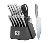 imarku Bloque de Cuchillos Negro, 14 piezas Cuchillos de Cocina, Afilado Juego de Cuchillos Japoneses con Bloque de Madera para Cuchillos, Regalos Dia Del Padre