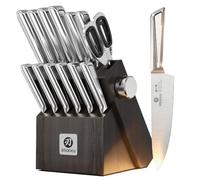 imarku Juego de 14 Cuchillos de Cocina Japoneses de Acero Inoxidable con taco, Afilador Integrado y Mangos Ergonómicos Antideslizantes, Regalos Dia Del Padre