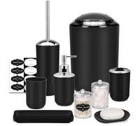 IMAVO Juego de Accesorios de baño, Juego de 9 Accesorios de baño, Bandeja, Soportes Qtip, Cepillo de Inodoro, Cubo de Basura para decoración de baño y Regalos para el hogar