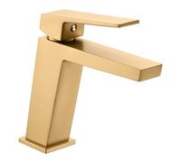 IMEX Grifo monomando lavabo Art BDAR025-1OC - Latón, acabado oro cepillado, sin válvula click-clack
