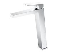 IMEX Products Grifo monomando Art BDAR025-3 para lavabo - Diseño alto, latón cromado, sin válvula