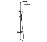 IMEX Columna de ducha monomando Line BDD038/NG – Negro mate, rociador anticalcáreo