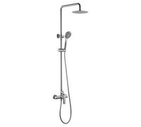 IMEX Columna de ducha moderna Ural BDG040/NQ – Grifería monomando, níquel cepillado