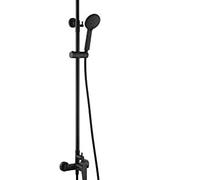 Columna moderna de ducha con un diseño monomando en color negro mate Belgica de Imex - Negro / Latón / Imex