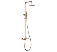 IMEX Barra de ducha termostática Génova – Acero inox, oro rosa cepillado – Rosado/Latón