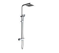 IMEX Columna termostática de ducha telescópica BTV013 Vigo – Grifo integrado en latón, plateado