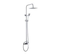 IMEX - Columna de ducha, Conjunto Monomando Ducha compuesto por barra de ducha, teleducha, rociador, flexo con altura regulable Cromo serie BALI - BDI017