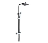 IMEX - Columna Ducha Termostatica con Grifo | Conjunto de Ducha con Alcachofa y Rociador Antical Efecto Lluvia | Griferia en Latón y Acero Inox S.304 con Barra Extensible | Serie Vigo | Color Cromado