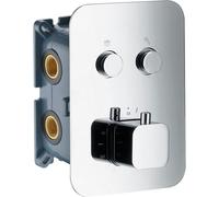 IMEX Grifo empotrado de ducha CTP02V – Termostático cuadrado 2 vías cromo