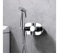 IMEX - Ducha Bidet Agua Fría Color Cromado | Grifo Bidet Empotrado para WC Cromada | Ducha Higiénica Monomando para Inodoro | Grifería Sustituto de Bidé | Serie Maui