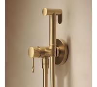 IMEX - Ducha Bidet Agua Fría y Caliente Color Dorado | Grifo Bidet Empotrado para WC Oro Cepillado | Ducha Higiénica Monomando para Inodoro | Grifería Sustituto de Bidé | Serie Bless
