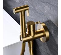 IMEX - Ducha Bidet Agua Fría y Caliente Color Dorado | Grifo Bidet Empotrado para WC Oro Cepillado | Ducha Higiénica Monomando para Inodoro | Grifería Sustituto de Bidé | Serie Munich