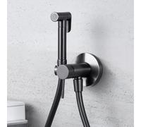 IMEX - Ducha Bidet Agua Fría y Caliente Color Negro | Grifo Bidet Empotrado para WC Black Gun Metal | Ducha Higiénica Monomando para Inodoro | Grifería Sustituto de Bidé | Serie Line