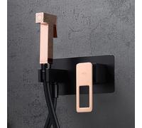 IMEX - Ducha Bidet Agua Fría y Caliente Color Negro Oro Rosa | Grifo Bidet Empotrado para WC | Ducha Higiénica Monomando para Inodoro | Grifería Sustituto de Bidé | Serie Suecia