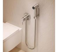 IMEX - Ducha Bidet Agua Fría y Caliente Color Níquel Cepillado | Grifo Bidet Empotrado para WC | Ducha Higiénica Monomando para Inodoro | Grifería Sustituto de Bidé | Serie Firenze