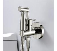 IMEX - Ducha Bidet Agua Fría y Caliente Color Níquel Cepillado | Grifo Bidet Empotrado para WC | Ducha Higiénica Monomando para Inodoro | Grifería Sustituto de Bidé | Serie Munich