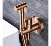 IMEX - Ducha Bidet Agua Fría y Caliente Color Oro Rosa Cepillado | Grifo Bidet Empotrado para WC | Ducha Higiénica Monomando para Inodoro | Grifería Sustituto de Bidé | Serie Munich