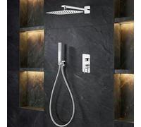 IMEX - Ducha Empotrada Monomando Cromada | Conjunto de Grifería Empotrado con Alcachofa y Rociador Antical Efecto Lluvia | Columna Ducha Empotrada con Grifo en Latón y Acero Inox S.304 | Serie Toscana