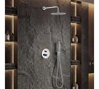 IMEX - Ducha Empotrada Monomando Cromada | Conjunto de Grifería Empotrado con Alcachofa y Rociador Antical Efecto Lluvia | Columna Ducha Empotrada con Grifo en Latón y Acero Inox S.304 | Serie Line