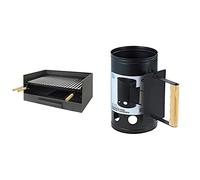 Imex El Zorro Cajón para barbacoa con parrilla de inox, 72 x 40 x 33 cm, GRIS, 71516 & Encendedor para Barbacoa, Negro, 17x17x27 cm, 71436