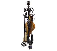 Imex El Zorro - Juego Chimenea 5 Piezas | 70 cm | Hierro Forjado con Acabado Negro Mate | Incluye Atizador, Tenaza, Pala, Escobilla y Soporte | Ideal para Chimeneas de Interior