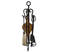 Imex El Zorro - Juego Chimenea Argolla 5 Piezas | 70 cm | Incluye Pala, Atizador, Pinzas y Cepillo | Soporte Metálico Resistente