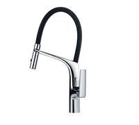 IMEX Grifo de cocina monomando Lanzarote GCE015 Caño alto, cromado y negro mate