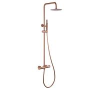 IMEX Barra de ducha termostática Génova – Acero inox, oro rosa cepillado – Rosado/Latón