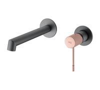 Grifo monomando para lavabo empotrado de acabado gris mate y champagne Line de Imex - Sin válvula