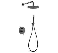 Conjunto para ducha con un diseño empotrado de acabado black gun metal Line de Imex - Negro / Latón / Imex