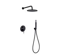 IMEX Conjunto grifo empotrado 2 vías Monza GPM039/NG - Ducha de mano, acero/latón, negro mate