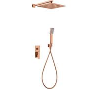 IMEX Conjunto de ducha monomando empotrado Pisa GPP048/ORC mango y rociador oro rosa cepillado