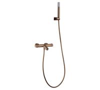 IMEX - Grifo Ducha Termostatico con Alcachofa y Flexo Grifo de Bañera y Ducha con Soporte para Alcachofa Grifería Ducha con Caudal de 12L/min Serie Monza Color Oro Rosa Cepillado