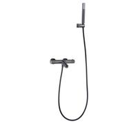 IMEX - Grifo Ducha Termostatico con Alcachofa y Flexo Grifo de Bañera y Ducha con Soporte para Alcachofa Grifería Ducha con Caudal de 12L/min Serie Monza Color Black Gun Metal