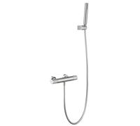 IMEX - Grifo de ducha termostático BTD038-5NQ Line - Teleducha latón níquel cepillado 12 L/min