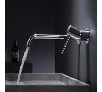 IMEX - Grifo Lavabo Empotrado | Grifo Empotrado Baño con Agua Fría y Caliente | Grifo Monomando Lavabo Pared con Ahorro de Agua | Serie Monza | Color Cromado