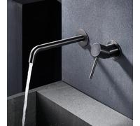 IMEX - Grifo Lavabo Empotrado | Grifo Empotrado Baño con Agua Fría y Caliente | Grifo Monomando Lavabo Pared con Ahorro de Agua | Serie Monza | Color Black Gun Metal